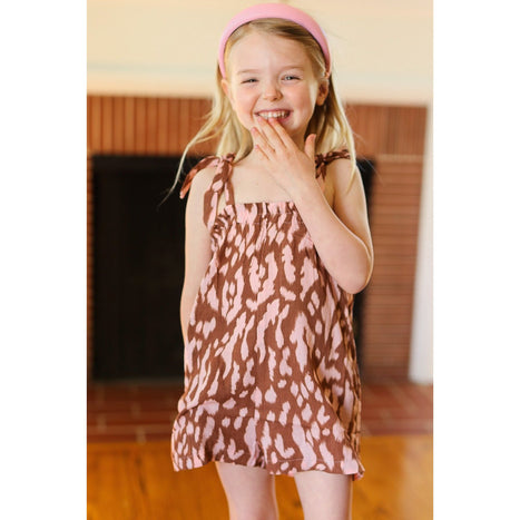 Dreamy Animal Print Elastic Ruffle Neck Shoulder Tie Romper