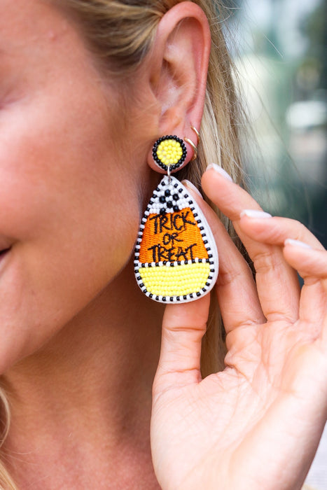 Candy Corn Trick or Treat Dangle Earrings