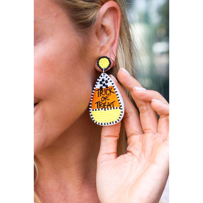 Candy Corn Trick or Treat Dangle Earrings