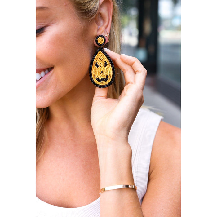 Jack-O-Lantern Teardrop Earrings