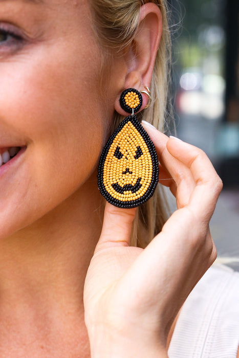 Jack-O-Lantern Teardrop Earrings