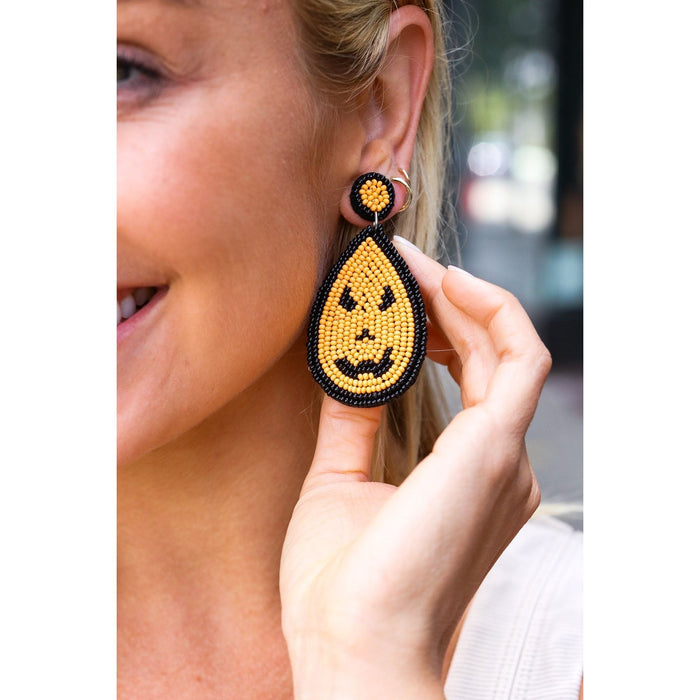 Jack-O-Lantern Teardrop Earrings