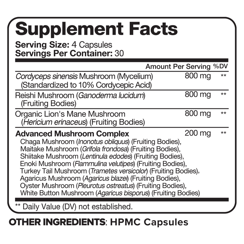 Nutrivein Nutrivein Premium Mushroom Supplement 2600 mg- Bottle 120 Capsules TV-N19P-4QLS