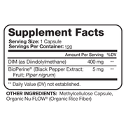 Nutrivein DIM Supplement 400mg Diindolylmethane Plus Bioperine - 120 Capsules 02-WL4T-HRHE