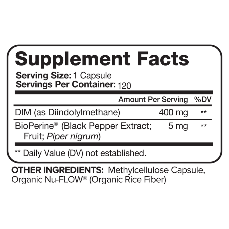 Nutrivein DIM Supplement 400mg Diindolylmethane Plus Bioperine - 120 Capsules 02-WL4T-HRHE