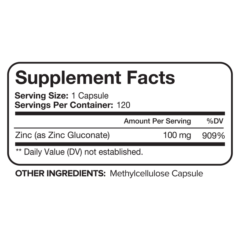 Nutrivein Zinc Gluconate - 120 Capsules QZ-0LPB-QKOI