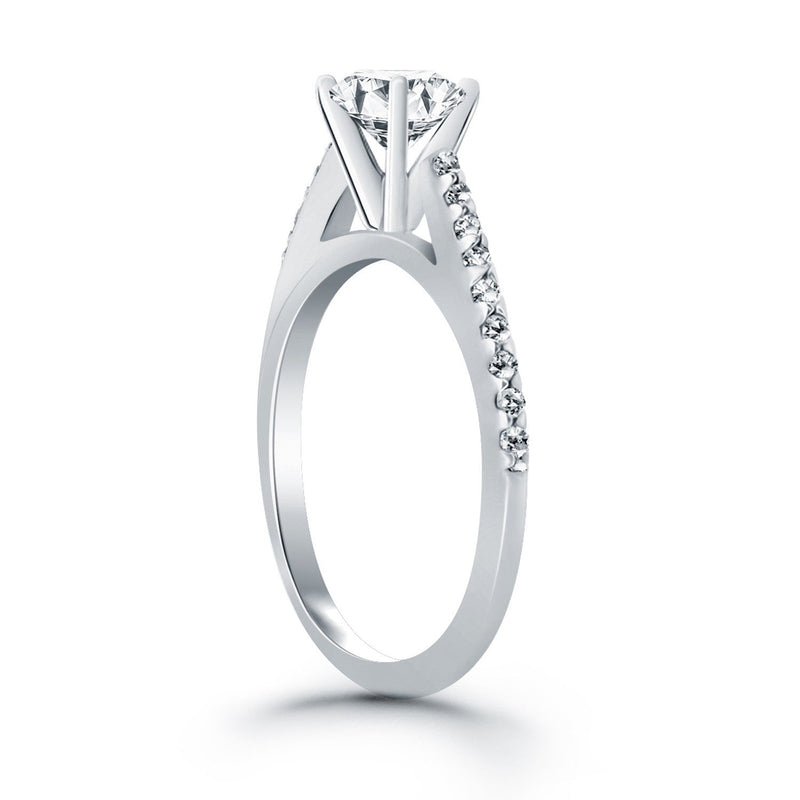 Bids.com 14k White Gold Micro Prong Diamond Cathedral Engagement Ring Rings