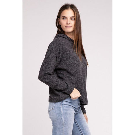 Hooded Brushed Melange Hacci Sweater