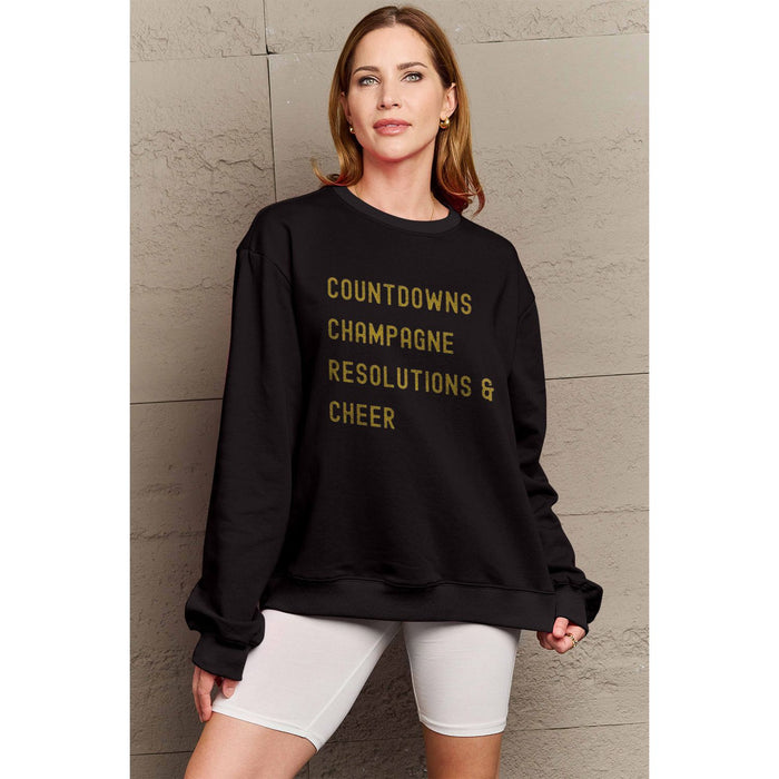 Simply Love COUNTDOWNS CHAMPAGNE RESOLUTIONS & CHEER Round Neck Sweatshirt