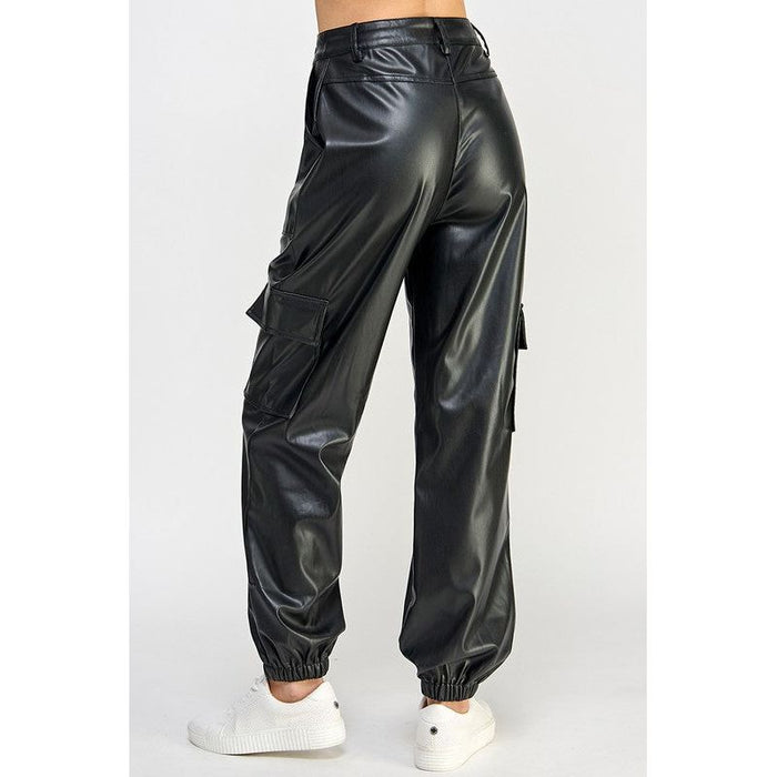 RELAXED VEGAN LEATHER CARGO PANTS