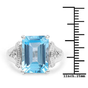 Bids.com 8.89 Carat Genuine Swiss Blue Topaz .925 Sterling Silver Ring Rings