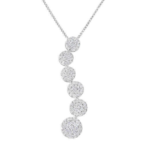 Bids.com 14K White Gold 1 cttw Diamond Cluster Journey Pendant Necklace (H-I, I1-I2) Necklaces