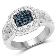 Bids.com 0.28 Carat Genuine Blue Diamond and White Diamond .925 Sterling Silver Ring Rings