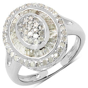 Bids.com 1.08 Carat Genuine White Diamond .925 Sterling Silver Ring Rings
