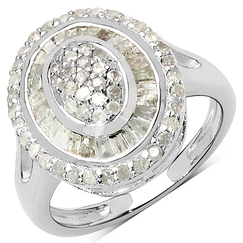 Bids.com 1.08 Carat Genuine White Diamond .925 Sterling Silver Ring Rings