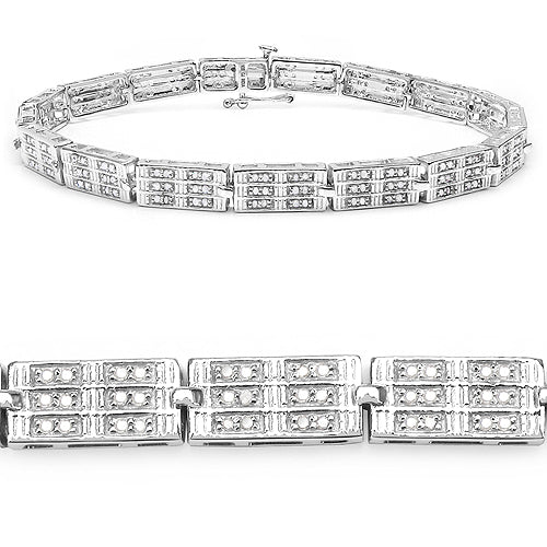 Bids.com 1.16 Carat Genuine White Diamond 14K White Gold Plated .925 Sterling Silver Bracelet Bracelets