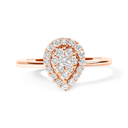 Bids.com 10K Rose Gold 3/8 Cttw Round-Cut Diamond Pear Promise Ring (I-J Color, I2-I3 Clarity) - Size 7 Rings