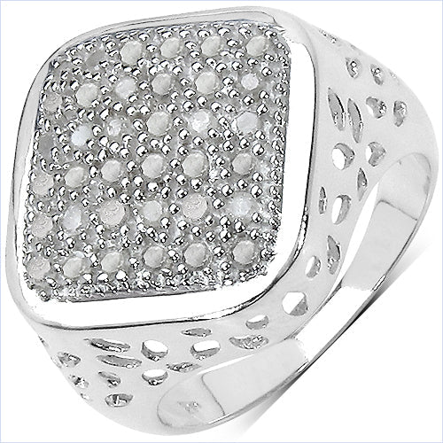 Bids.com 0.54 Carat Genuine White Diamond .925 Sterling Silver Ring Rings