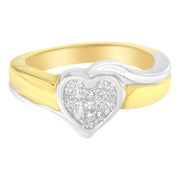 Bids.com 14K Two-Toned Gold Princess-Cut Diamond Heart Promise Ring (1/4 Cttw, H-I Color, I1-I2 Clarity) - Size 6 Rings