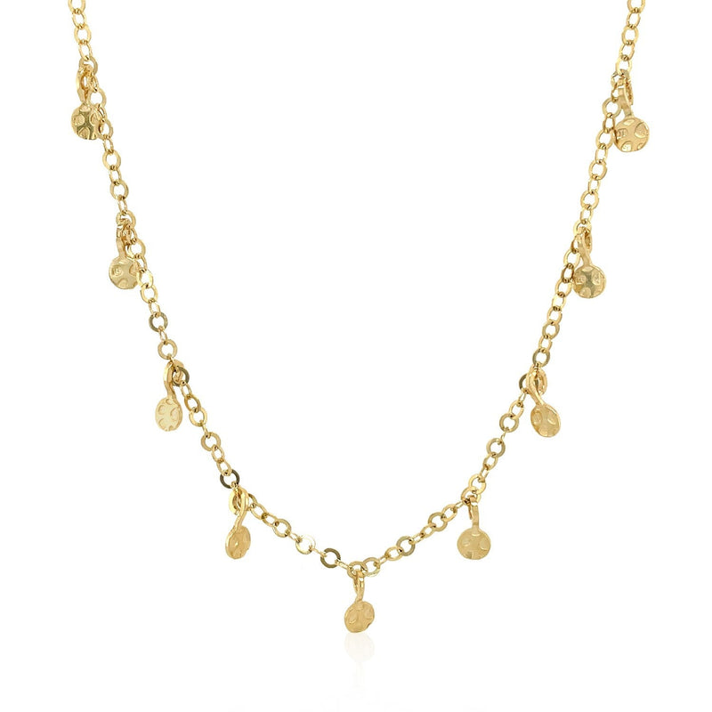 Bids.com Choker Necklace with Hammered Beads in 14k Yellow Gold Necklaces