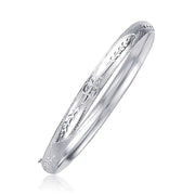 Bids.com Classic Floral Carved Bangle in 14k White Gold (5.0mm) Bracelets