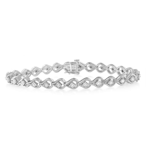 Bids.com .925 Sterling Silver 1/4 Cttw Diamond Miracle-Set Teardrop Shaped 7â€ Link Bracelet (I-J Color, I3 Clarity) Bracelets