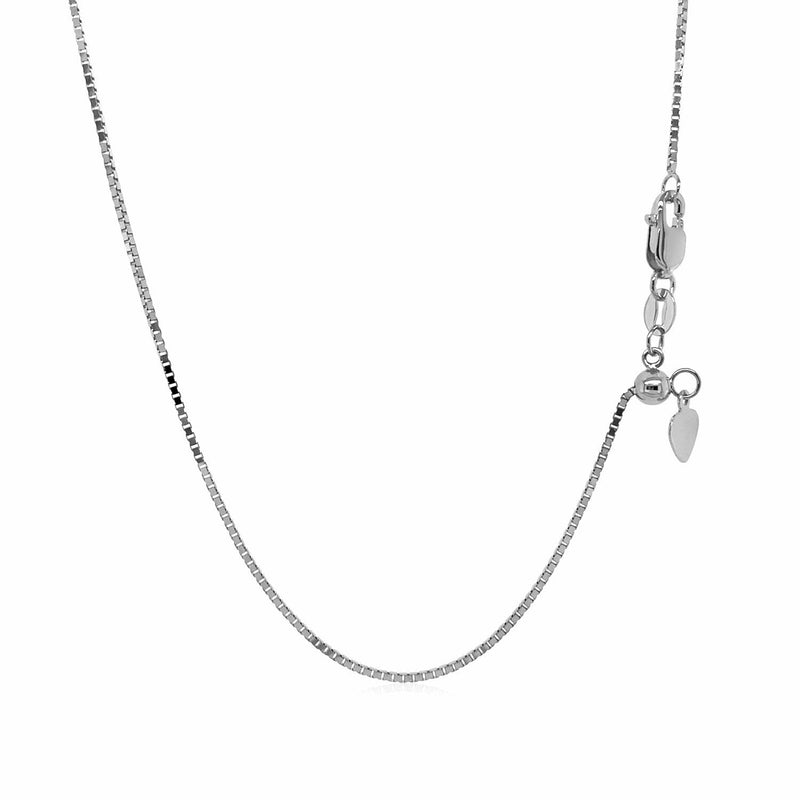 Bids.com 14k White Gold Adjustable Box Chain 0.85mm Necklaces
