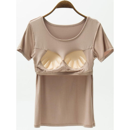 Round Neck Modal T-Shirt with Bra