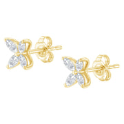 Bids.com 14K White Gold 1/2 Cttw Marquise Diamond 8 Stone Floral Leaf Stud Earrings (H-I Color, SI1-SI2 Clarity) Earrings