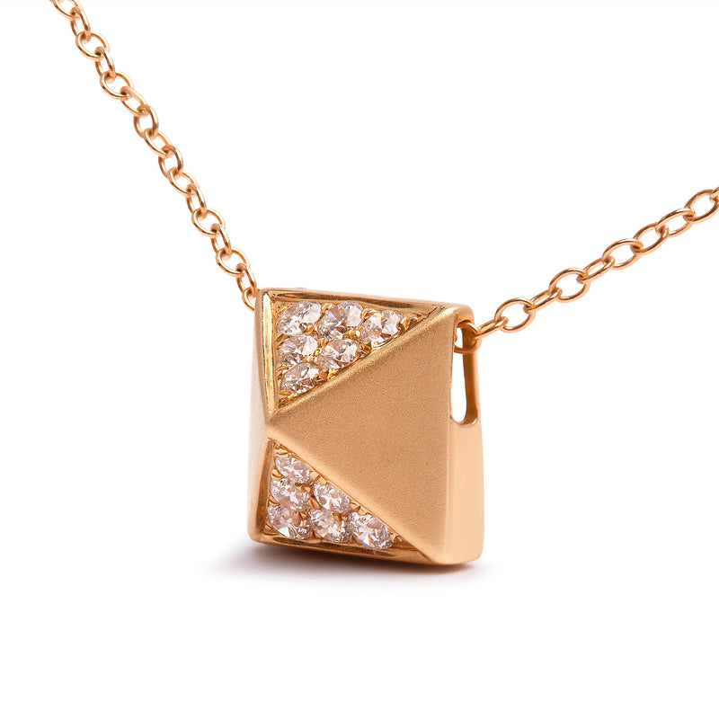 Bids.com 14K Yellow Gold 1/4 Cttw Diamond Matte Finished Pyramid Pendant Necklace (G-H Color, SI1-SI2 Clarity) - 18 Inches Necklaces