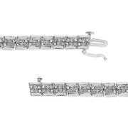 Bids.com .925 Sterling Silver 2.0 Cttw Diamond 7" Round Miracle Plate Link Bracelet (I-J Color, I2-I3 Clarity) Bracelets