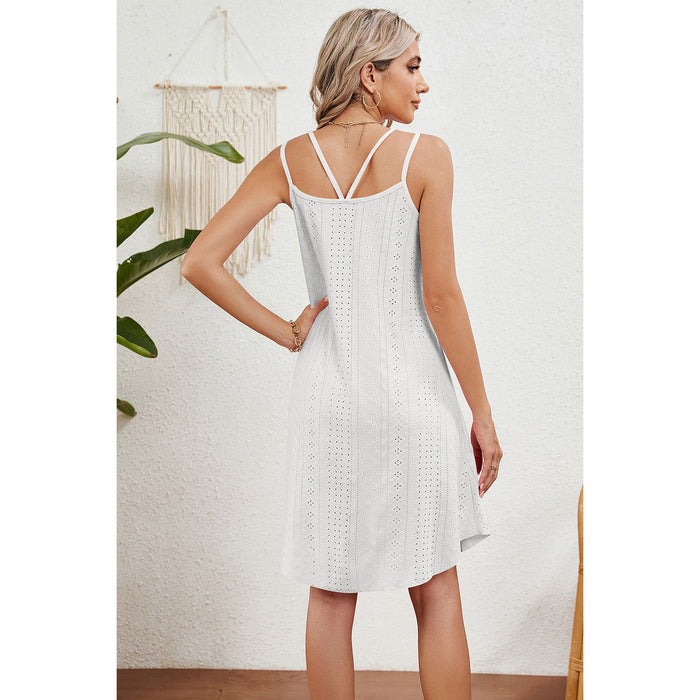 Eyelet Scoop Neck Double Strap Dress