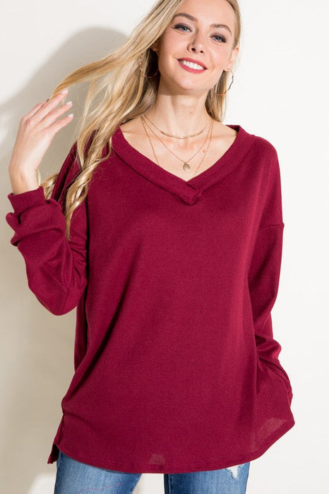 Plus Waffle High Low Boxy Top