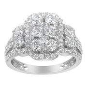 Bids.com 14K White Gold 2 1/4 Cttw Diamond Cocktail Cluster Ring (G-H Color, SI2-I1 Clarity) - Size 7 Rings