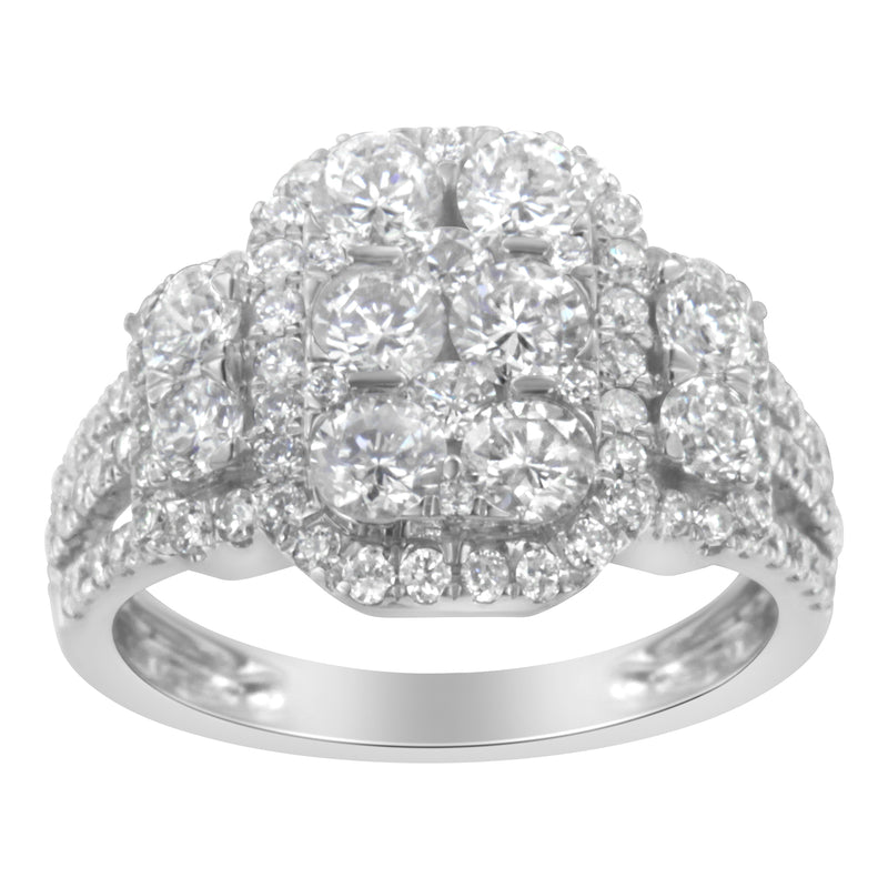Bids.com 14K White Gold 2 1/4 Cttw Diamond Cocktail Cluster Ring (G-H Color, SI2-I1 Clarity) - Size 7 Rings