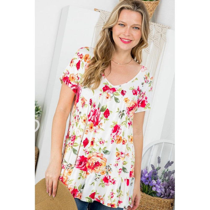 ALLOVER FLORAL PRINT BABYDOLL TOP