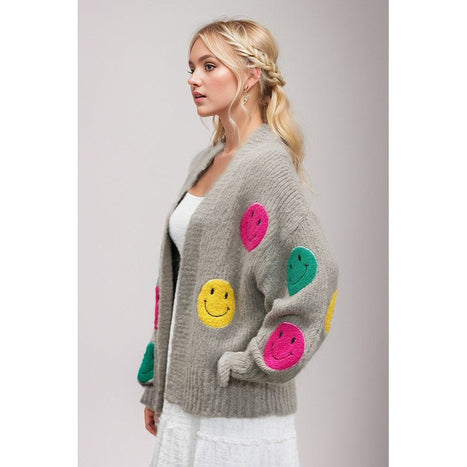 The Fuzzy Smile Long Bell Sleeve Knit Cardigan