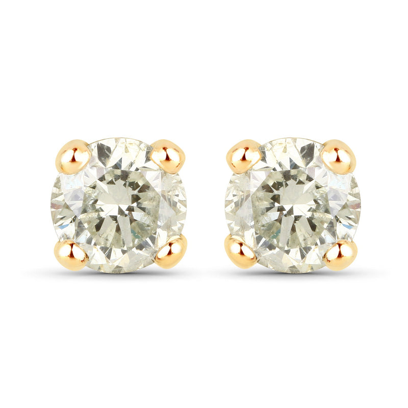 Bids.com 0.86 Carat Genuine LB Diamond 14K Yellow Gold Earrings Earrings