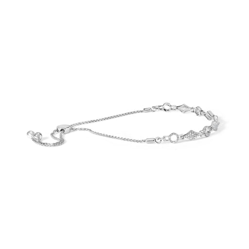 Bids.com .925 Sterling Silver 1/2 Cttw Diamond Alternating Circle and Kite Link Adjustable Bolo Bracelet (I-J Color, I3 Clarity) - 4" to 10" Inches Bracelets