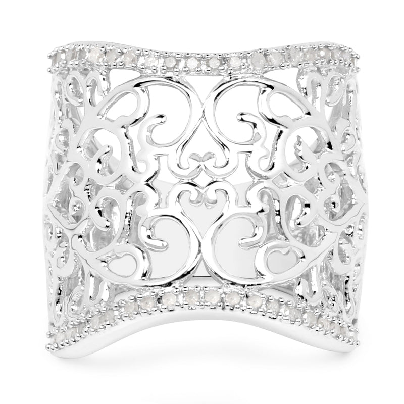 Bids.com 0.25 Carat Genuine White Diamond .925 Sterling Silver Ring Rings