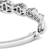 Bids.com 14K White Gold 2 1/2 Cttw Diamond Graduating Floral Cluster Bangle Bracelet (H-I Color, SI1-SI2 Clarity) - Fits Wrists up to 7.25" Bracelets