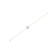 Bids.com 14k Yellow Gold Blue Evil Eye Bracelet (1.00 mm) Bracelets