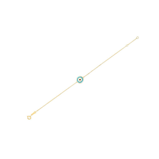 Bids.com 14k Yellow Gold Blue Evil Eye Bracelet (1.00 mm) Bracelets