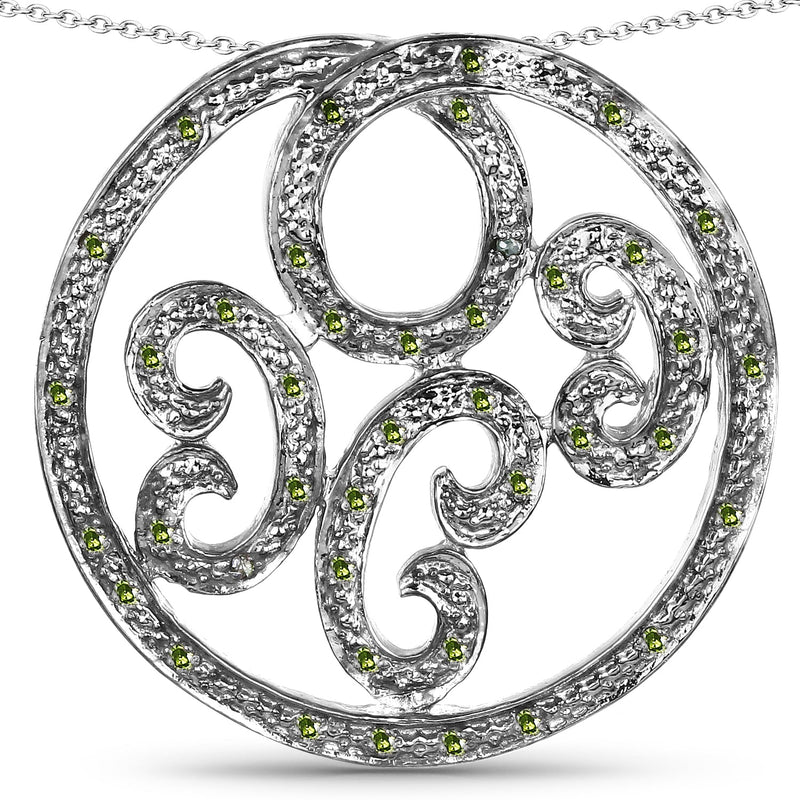 Bids.com 0.22 Carat Genuine Green Diamond .925 Sterling Silver Pendant Pendants