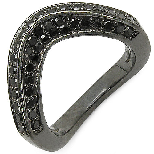Bids.com 1.02 Carat Genuine Black Diamond .925 Sterling Silver Ring Rings