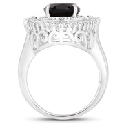 Bids.com 8.12 Carat Genuine Smoky Quartz and White Topaz .925 Sterling Silver Ring Rings