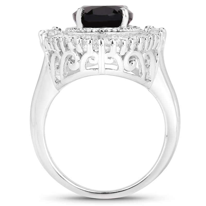 Bids.com 8.12 Carat Genuine Smoky Quartz and White Topaz .925 Sterling Silver Ring Rings