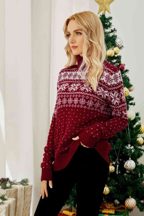 Christmas Snowflake Fair Isle Turtleneck Sweater by VYSN