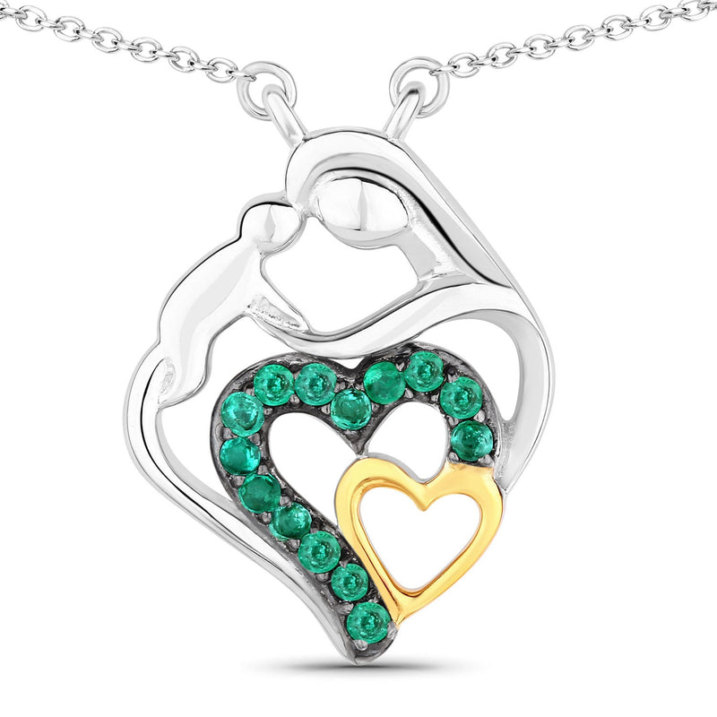 Bids.com 0.24 Carat Genuine Emerald .925 Sterling Silver Pendant Pendants
