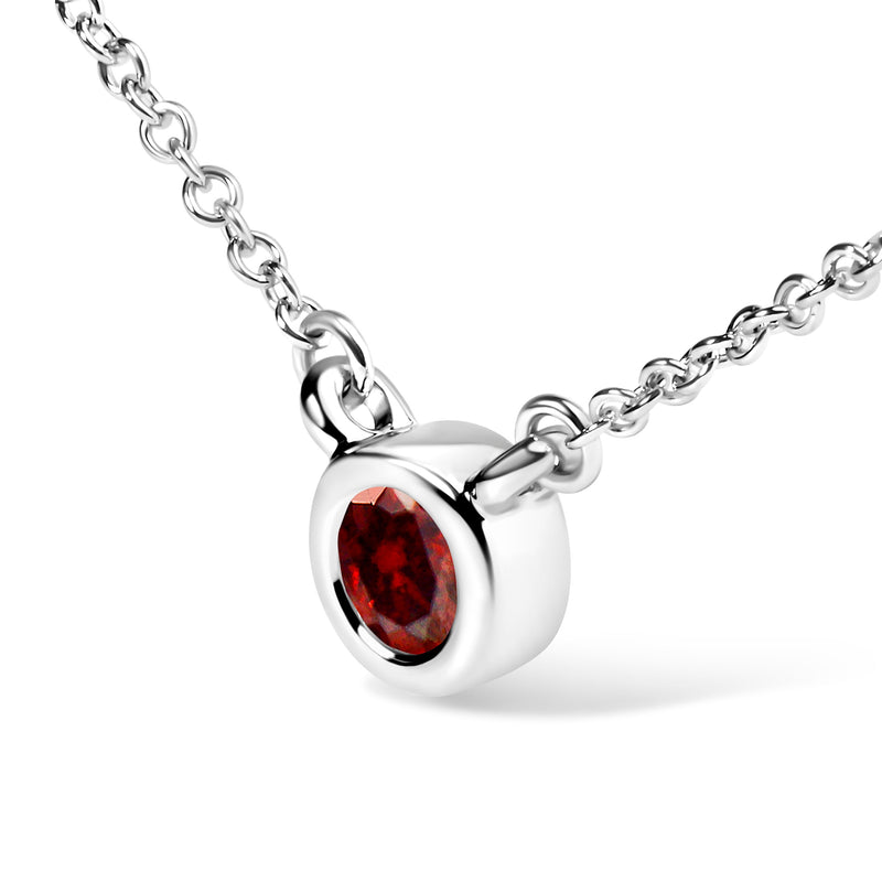 Bids.com 14K White Gold 1/2 Cttw Red Lab Grown Diamond Bezel-Set Solitaire 18" Pendant Necklace (Red Color, VS1-VS2 Clarity) Necklaces